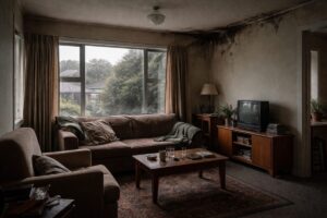 mould growing in the corner of a New Zealand home living room
