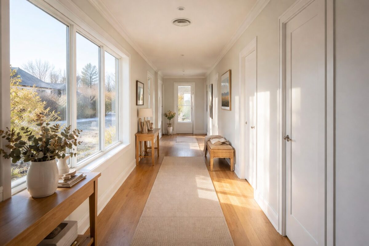 dry well-ventilated hallway in a New Zealand home with ceiling vent