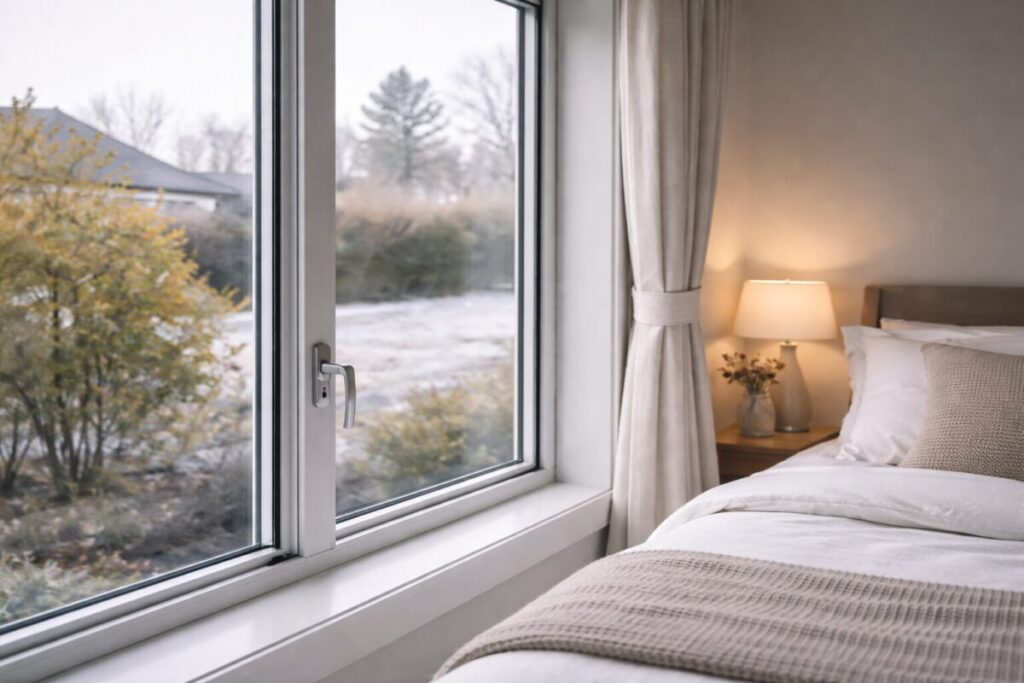 dry bedroom window with no condensation in a ventilated NZ home
