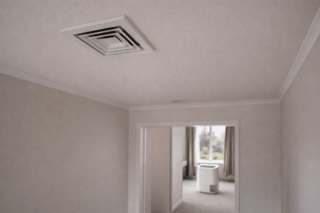 ceiling ventilation diffuser and dehumidifier compared in NZ home