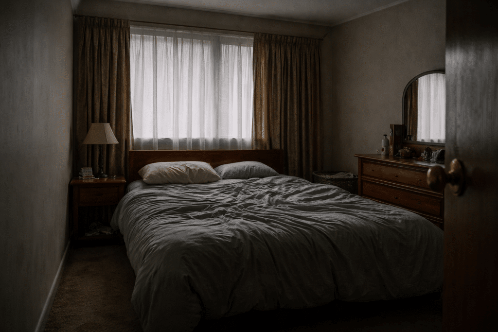 closed-up bedroom with stale damp air in NZ home