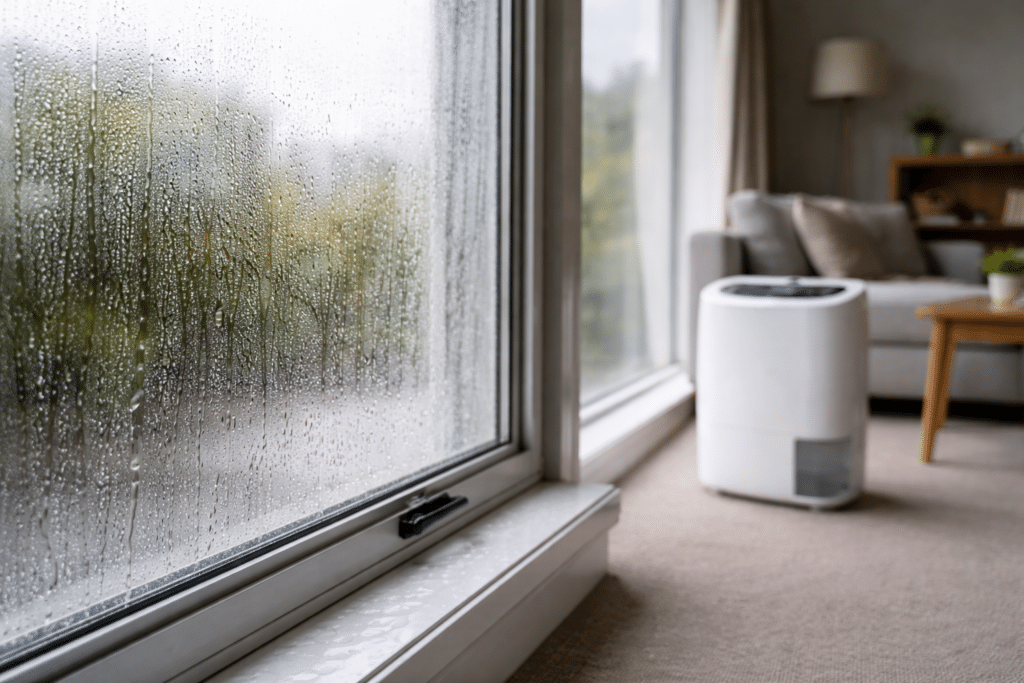 window condensation persisting despite dehumidifier running in NZ home
