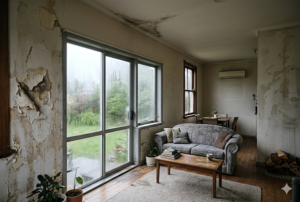 multiple signs of condensation damage in a New Zealand home interior