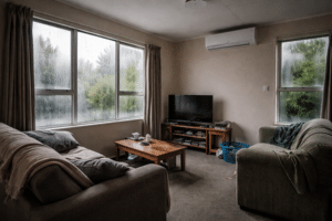 multiple signs of condensation damage in a New Zealand home interior