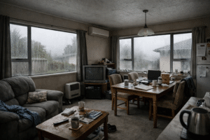 condensation on windows in a typical New Zealand home in winter