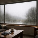 heavy condensation streaming down aluminium window in NZ living room
