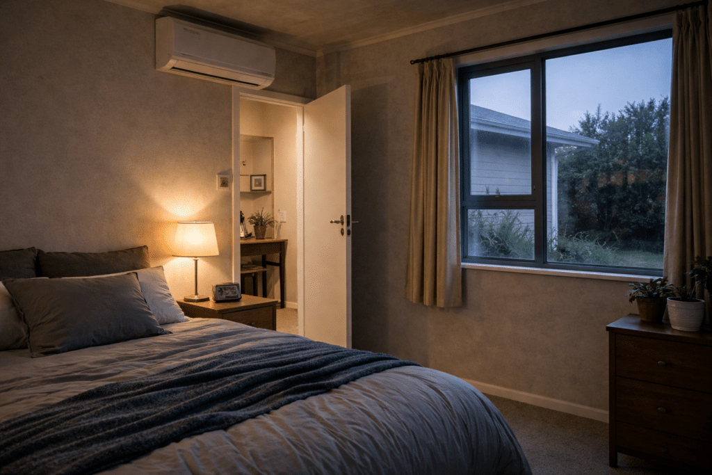 heat pump and airflow in NZ bedroom in winter
