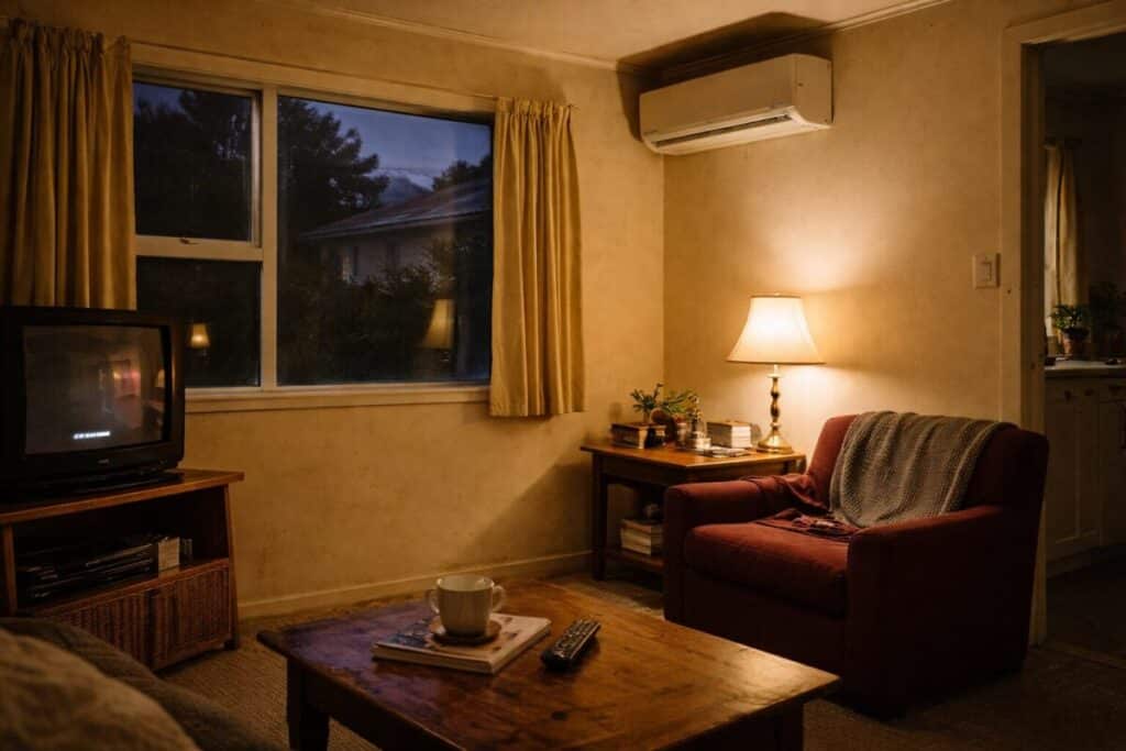 heat pump providing consistent warmth in a New Zealand living room