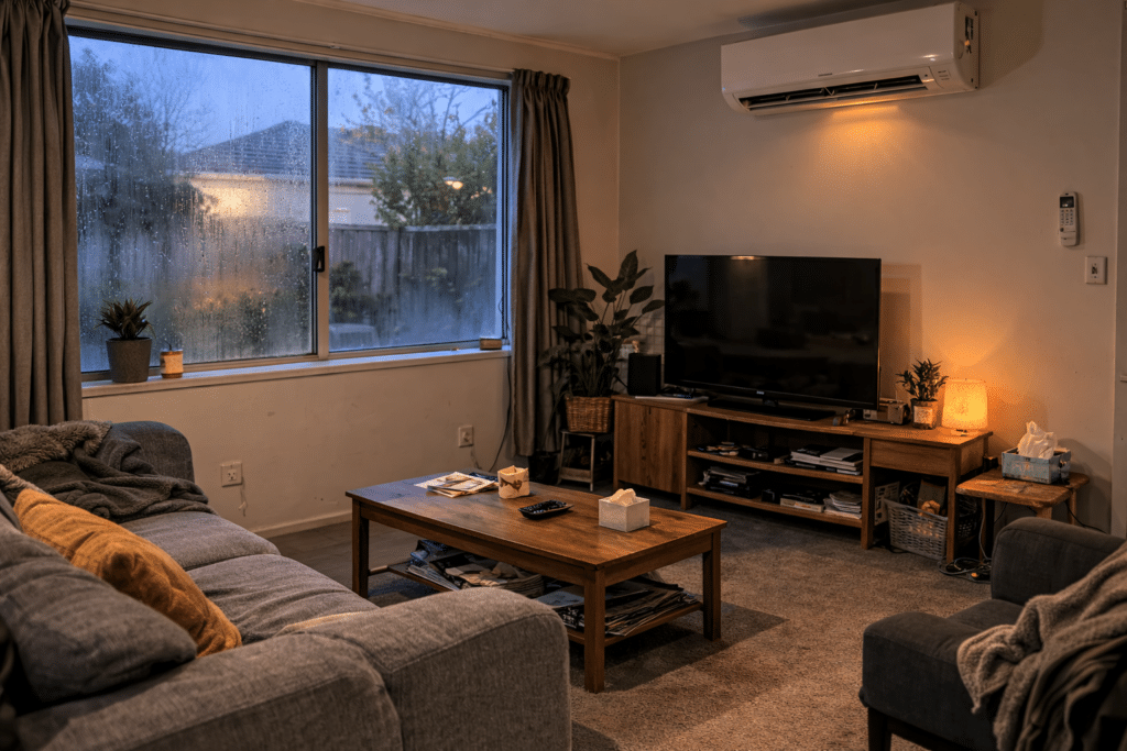 bedroom with humidity conditions favouring dust mites in NZ home