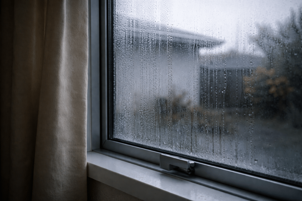 condensation on aluminium bedroom window in NZ home