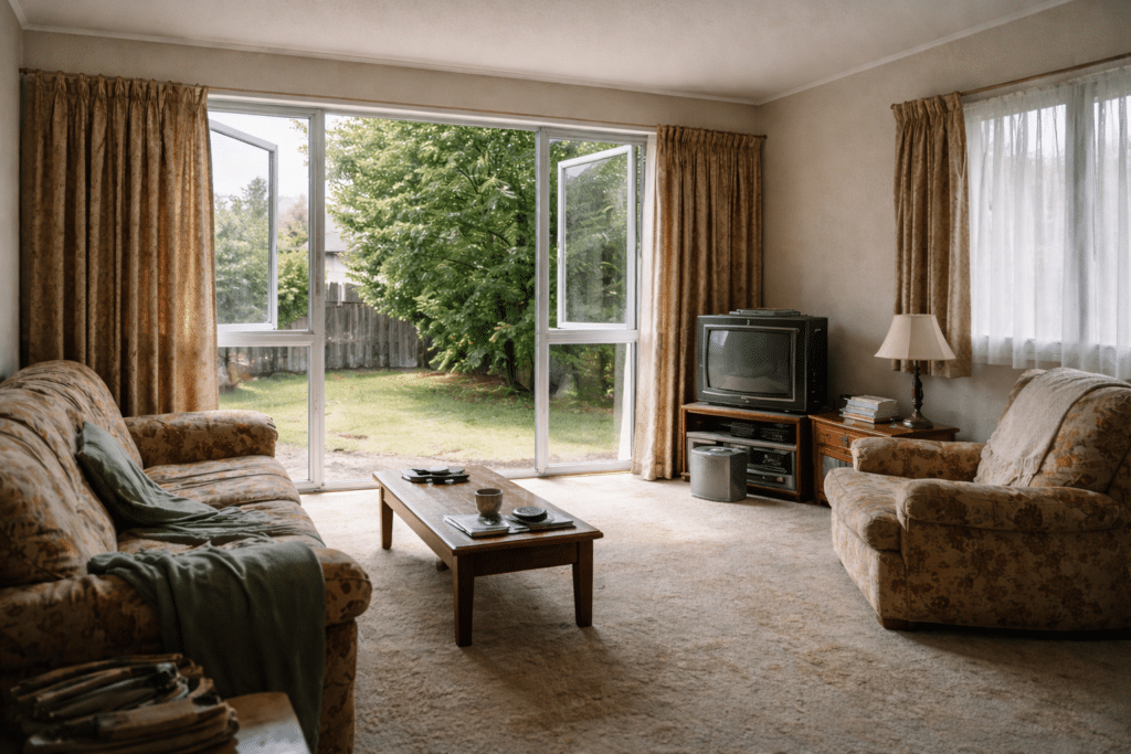 windows open to air out a damp New Zealand home