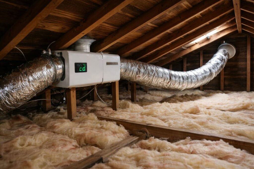 positive pressure ventilation unit in NZ roof cavity