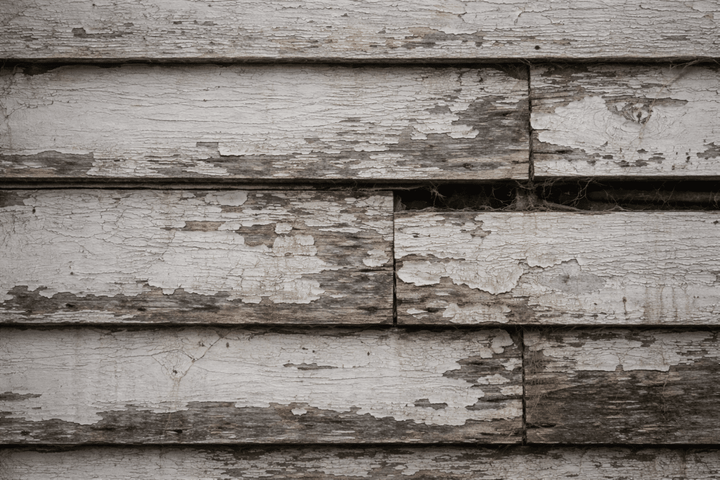 close-up of old weatherboard cladding on NZ villa showing no insulation