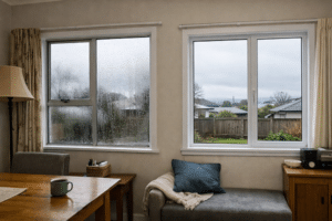 single-glazed and double-glazed windows compared in a NZ home